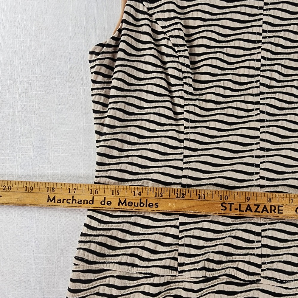 Anne Klein Fit and Flare Dress Women 12 Tan Black Zebra Textured Seersucker - Picture 10 of 12